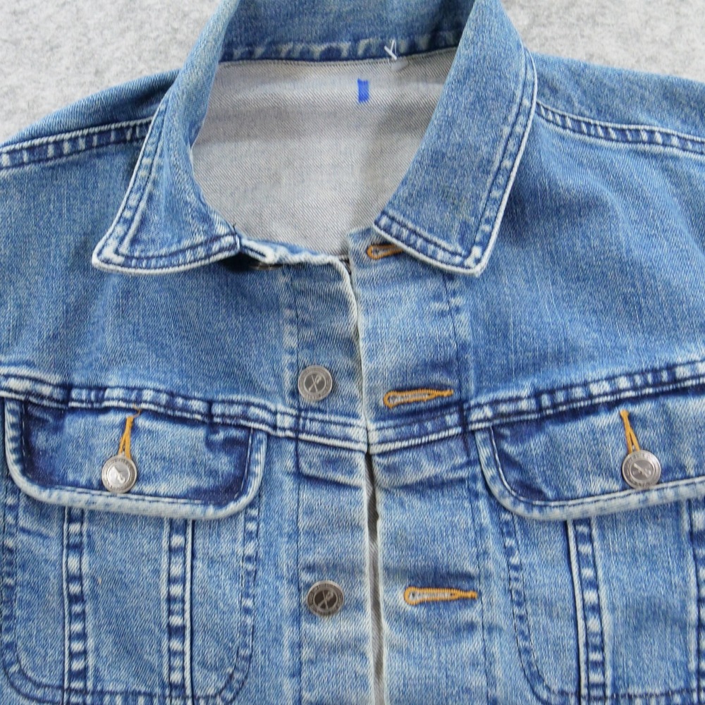 APC Jacket Womens Small Blue Denim Trucker Button Up Stretch Button Up - Picture 7 of 12
